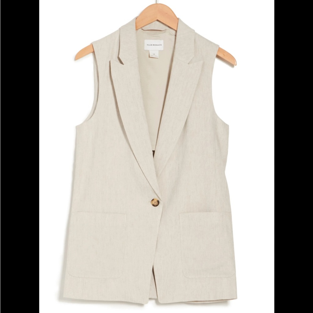 Club Monaco Cream Tailored Vest Double Breasted